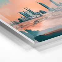 Gros plan de la matière : le tirage sous verre acrylique, tranche transparente visible.