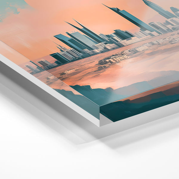 Riyadh au coucher soleil - affiche voyage — Verre acrylique