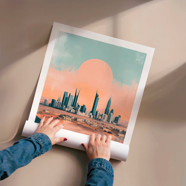 Riyadh au coucher soleil - affiche voyage — Poster HP mat