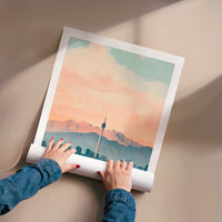 L'impression présentée en poster, sans encadrement, sur un mur neutre.