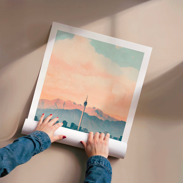 Affiche Teheran, skyline et montagne au coucher — Poster HP mat