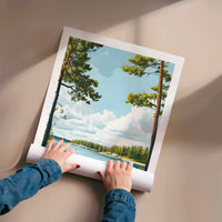 L'impression présentée en poster, sans encadrement, sur un mur neutre.