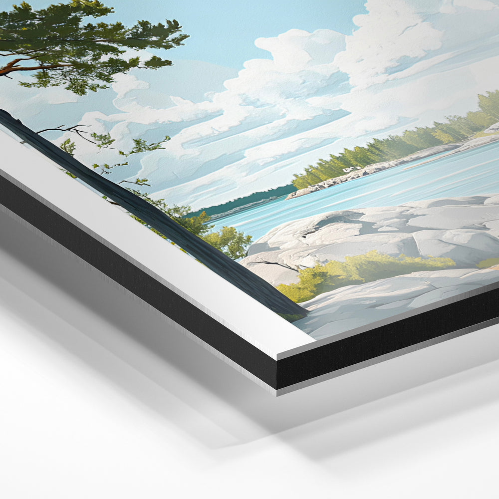 Gros plan du relief : la surépaisseur d'encre en lumière rasante sur aluminium Dibond.