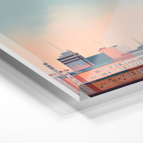 Tampere Finland - Affiche de voyage terracotta et bleu — Verre acrylique