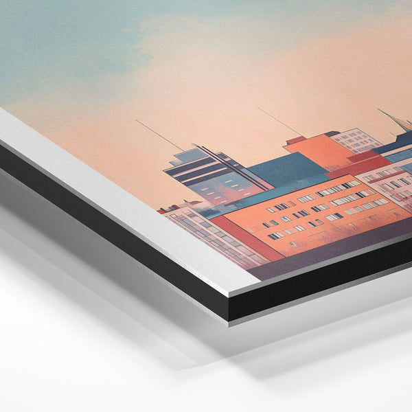 Tampere Finland - Affiche de voyage terracotta et bleu — Aluminium Dibond