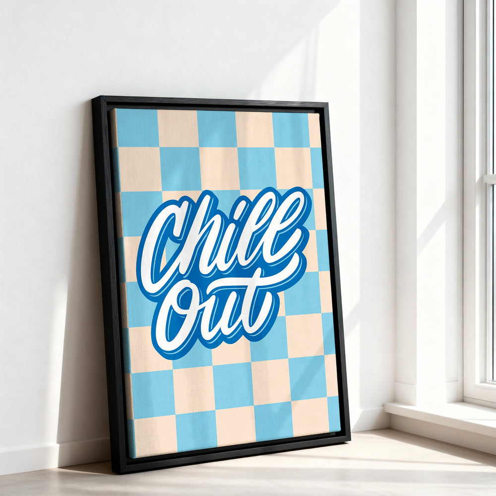 Le tableau accroché en situation dans un intérieur meublé.