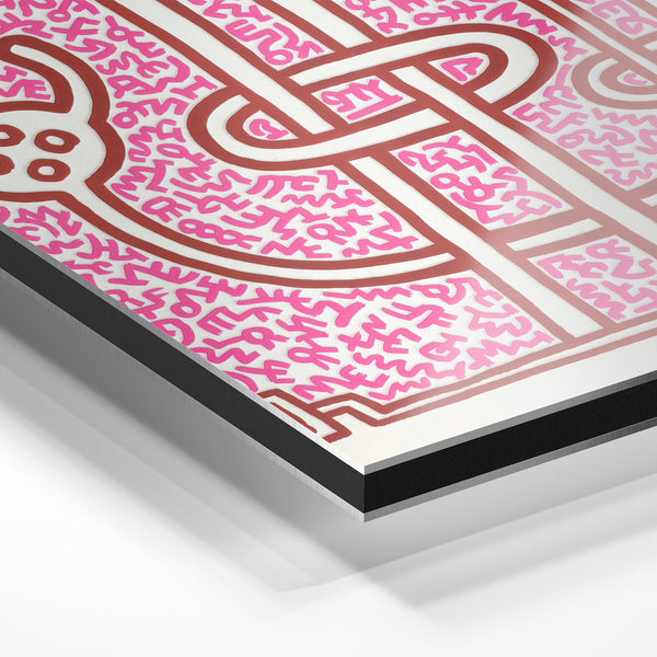 Lama rose et brun dans un labyrinthe géométrique — Aluminium Dibond relief 3D