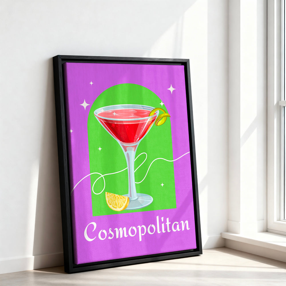 Le tableau accroché en situation dans un intérieur meublé.