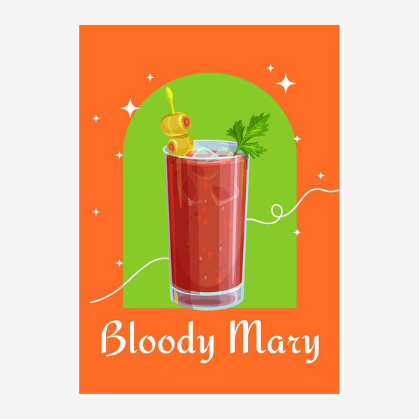 Affiche Bloody Mary pop art rétro orange et vert — Toile sur châssis