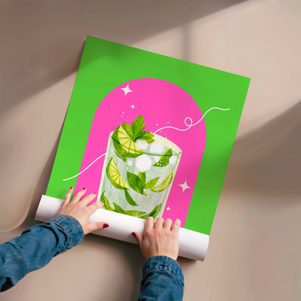 L'impression présentée en poster, sans encadrement, sur un mur neutre.