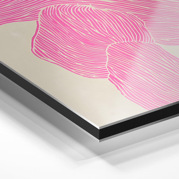 Silhouette rose et beige, line art minimaliste — Aluminium Dibond relief 3D