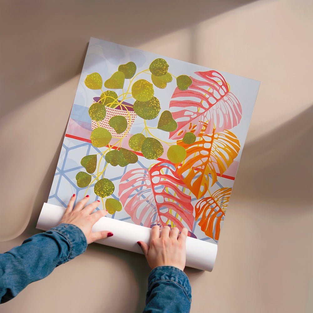 L'impression présentée en poster, sans encadrement, sur un mur neutre.