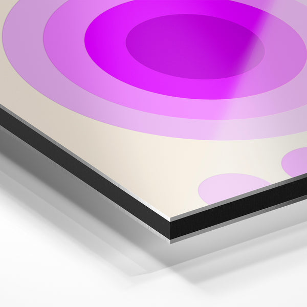 Cercles concentriques magenta et rose pastel — Aluminium Dibond relief 3D