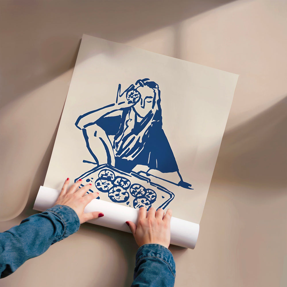 L'impression présentée en poster, sans encadrement, sur un mur neutre.